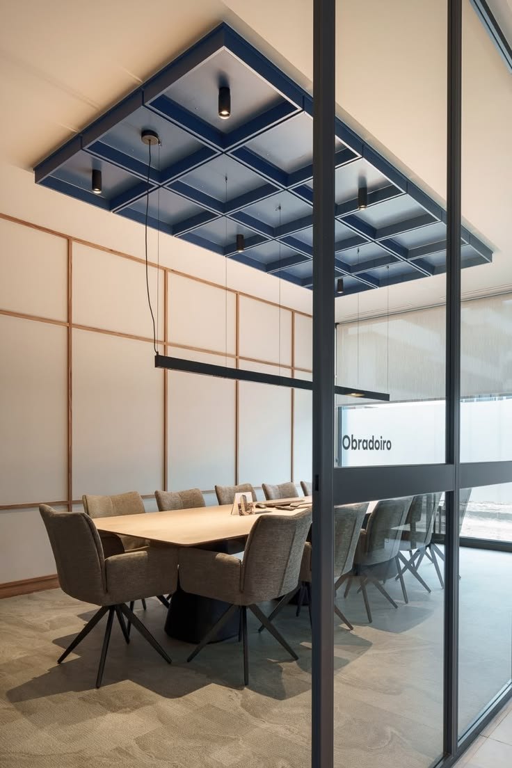 Conference room at VoltCafé with a long table, projector and whiteboard during a meeting